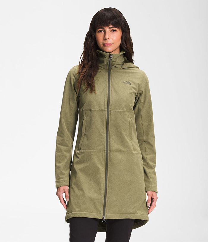 The North Face Womens Softshell Jacket Shelbe Raschel Parka Length With Hood 371CKQLGN - Olive